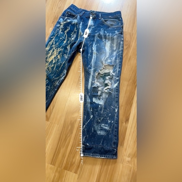 Thrashed Bleach 90s Vintage Lee Jeans 27” High Waisted Bootcut Dark Wash Denim - Picture 14 of 15